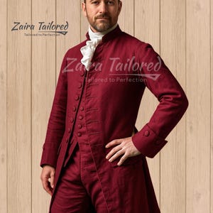 Red Wool Military Frock Coat – 18th Century Regency Tailcoat