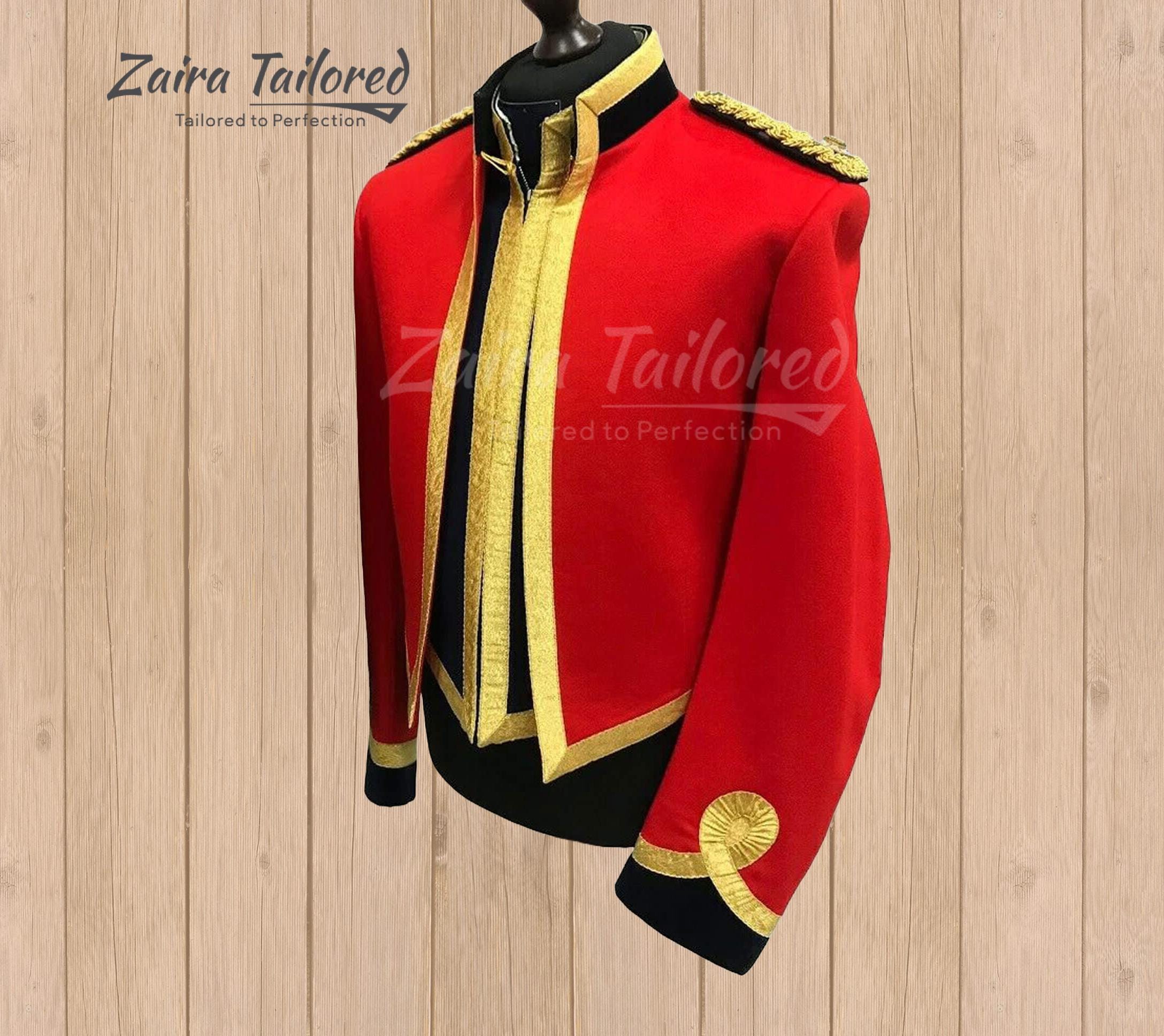 Mess Coat Custom Red Wool Hussar Jacket: Mercian Regiment Officer Mess Dress Coat ...