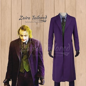 Custom Joker Long Purple Coat | Dark Knight-Inspired Wool Overcoat - Tailored Men&#39;s Villain Cosplay Trench Jacket