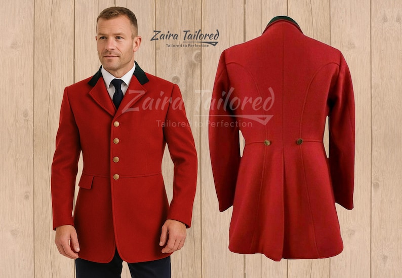 Maroon Wool Hunting Jacket – British Equestrian Riding Coat - Etsy ...
