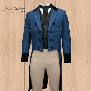 Men’s Blue Wool Regency Tailcoat – Military Tailcoat Jacket for Historical Cosplay & 18th Century Reenactments