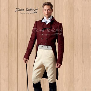 Maroon Wool Regency Tailcoat and Breeches – 18th Century Historical Costume Set