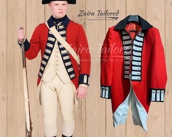 Tailcoat britannique personnalisé en laine du 8e King's Regiment - Uniforme d'officier militaire