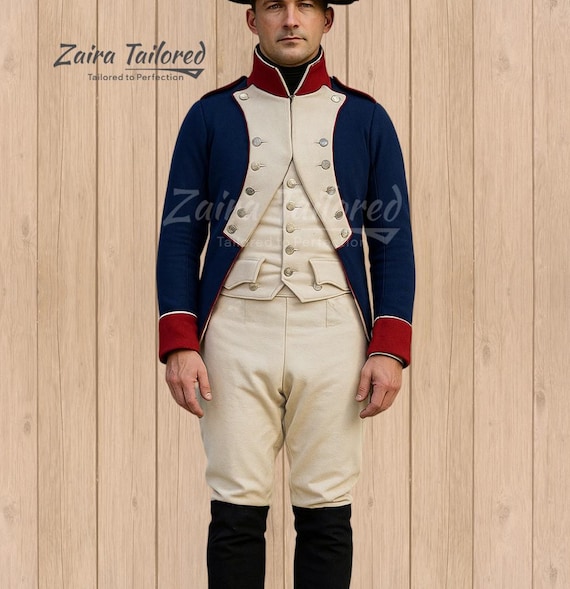 Custom Napoleonic Uniform | 18th Century Revolutionary War Coat | Historical Military Fashion & Costume