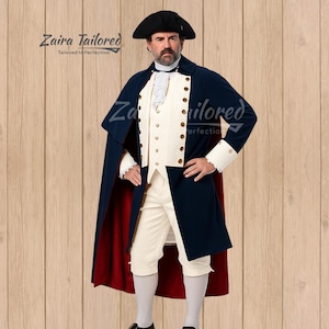George Washington Military Jacket: 1770s American Revolution Wool Coat