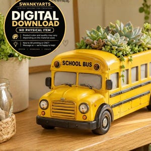 School Bus Planter STL, Succulent Pot 3D Print File (Digital Download)