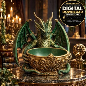 Dragon Planter STL, Fantasy Bowl, Winged Dragon Decor, 3D Printable Succulent Pot (Digital Download)