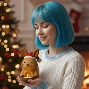 Portacandele a forma di coniglio, modello 3D STL / Decorazione a forma di coniglietto per lumino / Stampa in resina / Pronto per SLA / Stampo per candele / Download digitale del file stampabile in 3D