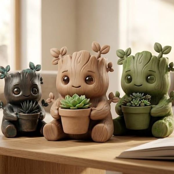 Baby Groot Planter STL – High Detail 3D Print File (Digital Download)