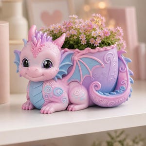 Plik do druku 3D doniczki Baby Dragon, doniczka na sukulenty Fantasy (STL, 3MF)