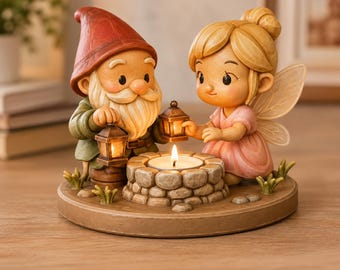Gnome Fairy Tealight Holder 3D Print File, Magical Forest Miniature Lantern (STL)