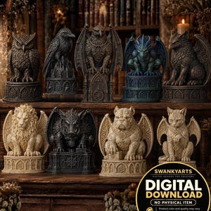 Mega Animal Gargoyle STL Bundle, 9 Dark Fantasy Shelf Decor (Digital Download)