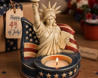 Liberty Statue Candle Holder STL, 4th of July USA Tealight 3D Print File