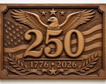 USA 250th Anniversary Eagle Relief, Patriotic 1776-2026 CNC Carving (Digital Download)
