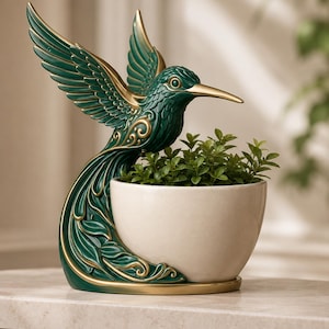 Hummingbird Planter STL & 3MF, Bird Pot Digital Download, Succulent Planter 3D Print File