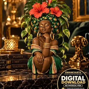African Woman Planter STL & 3MF | Black Woman Head Pot 3D Print Digital Download