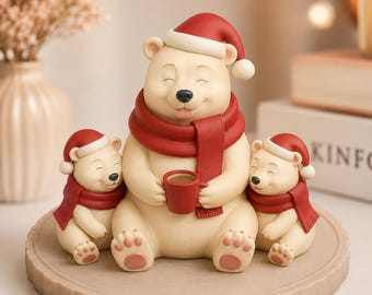 Polar Bear Family 3D Print Model | Festive Trio Christmas Decor (Digital Download)