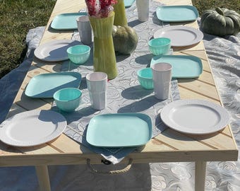 Handmade Folding Picnic Table: Low Boho Beach Table