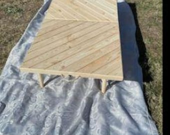 Handmade Low Seat Wood Picnic Table, Boho Folding Table