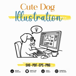 Lustige Bürohundekunst, Tech Support Pup Humor, Arbeitshundegrafik, Corporate Canine, WFH Hundekomödie, Coder Hund Grafik, Smart Dog Schreibtisch