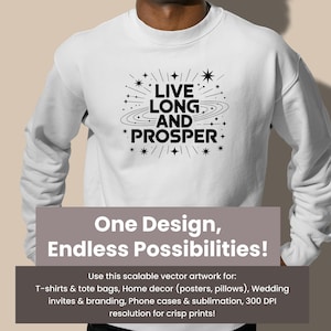 Star Trek &#39;Live Long & Prosper&#39; SVG File: Cricut, T-Shirts, Mugs