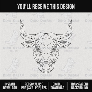 Taurus Bull Low Poly Geometric Design (svg, png, eps, pdf)