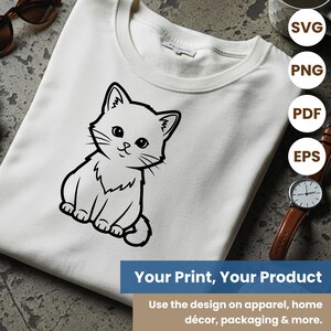 Minimalist Kitten Line Art SVG: Cat Lover T-Shirt Design (Digital Download File)