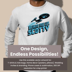 Beam Me Up Scotty SVG | Star Trek-citaatvectorontwerp | Citaat van Space Sci-Fi, Star Trek-citaat, op Star Trek geïnspireerd Cricut-ontwerp, Captain Kirk