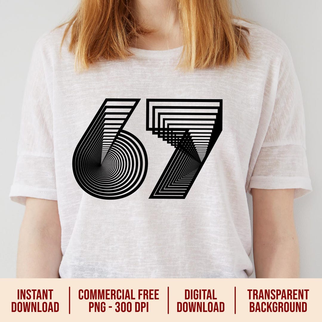Six Seven Typography 67 SVG PNG | Six Seven Optical Illusion Design ...