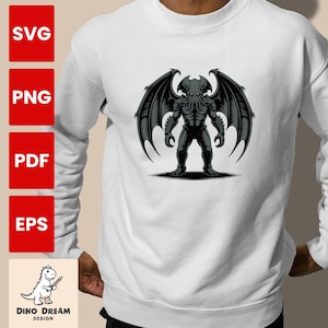 Cthulhu Monster Svg for Cricut, H. P. Lovecraft Inspiration art for true Lovecraftian, Cthulhu Monster Digital Design for T-Shirts, Posters