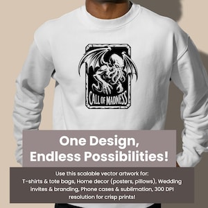 Cthulhu Monster SVG: Lovecraftian Horror Digital Design (T-Shirts, Posters, Cricut)