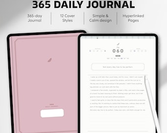 365 Daily Journal | Digital Diary for goodnotes | Undated Hyperlinked PDF | iPad Journaling Template