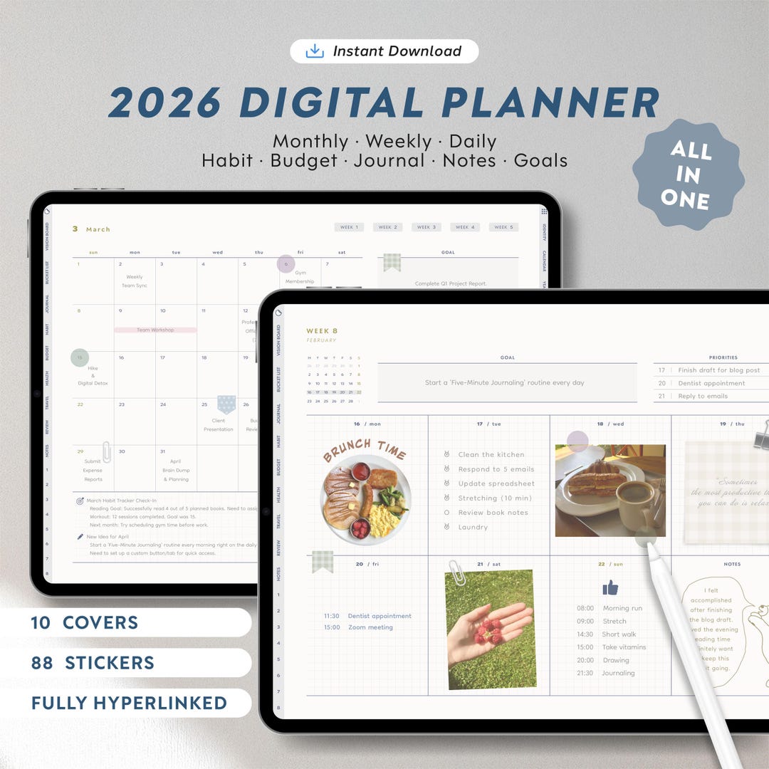 2026 Digital Planner for Goodnotes | All-in-one iPad Planner (PDF, PNG ...