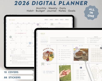 Digitale planner voor GoodNotes 2026 | Alles-in-één iPad-planner (pdf, png-bestanden beschikbaar)