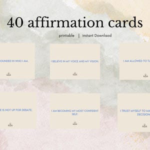 40 tarjetas de afirmación imprimibles para la confianza y la seguridad en uno mismo / Mentalidad diaria, amor propio, salud mental, motivación / Tableros de visión imprimibles