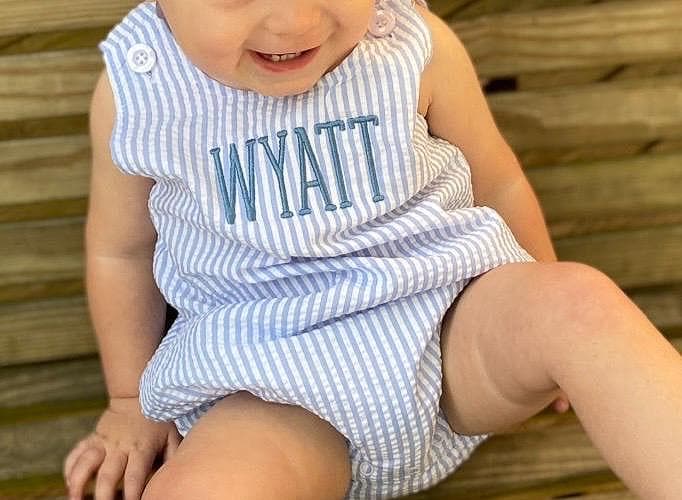 Boy or Girl personalized embroidered seersucker bubble