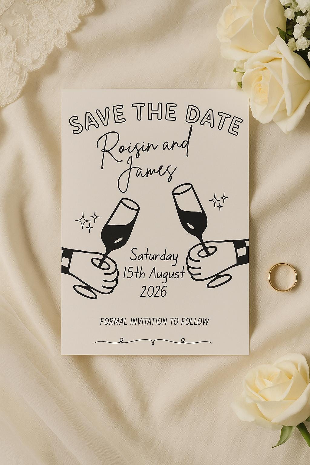 SAVE THE DATE Template | Printable Wedding Invitation | Digital Download | Whimsical Wedding | Editable Canva Template | Cheers Champagne