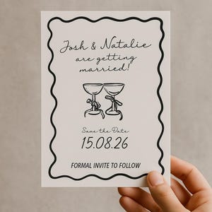 SAVE THE DATE Template | Wedding Invitation | Modern Minimalist | Whimsical Wedding | Editable Canva Template | Scribble Illustration
