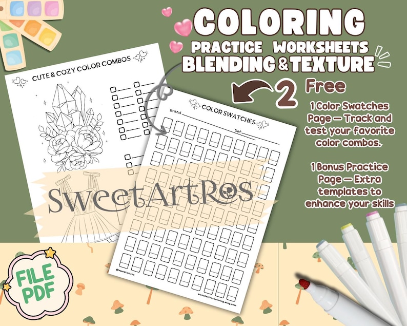 Coloring Practice Worksheets: Shading, Blending & Textures (PDF) - Etsy