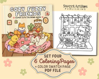 Cozy Animal Coloring Book: Fuzzy Friends, Stress Relief (PDF File)