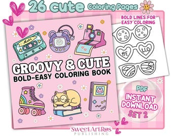 Kolorowanka Groovy: Wzory w stylu vintage, odważne i łatwe (plik PDF)