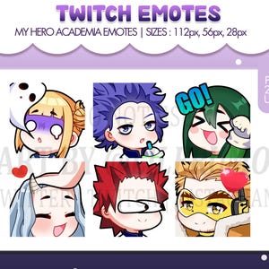 My Hero Academia Emotes Set / MHA / Twitch Emotes Pack / Streamers / Discord / Youtube / Anime