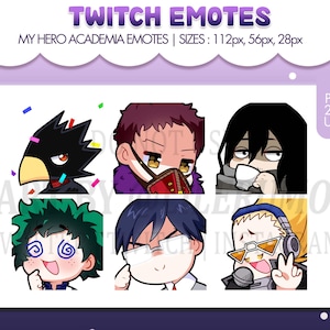 My Hero Academia Emotes Set / MHA / Twitch Emotes Pack / Streamers / Discord / Youtube / Anime