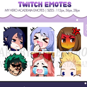 My Hero Academia Emotes Set / MHA / Twitch Emotes Pack / Streamers / Discord / Youtube / Anime