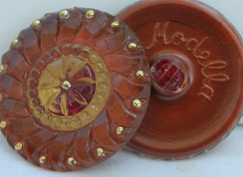 Large Sun Czech Glass Button