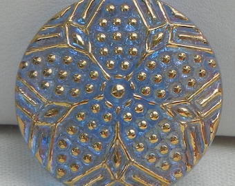 Punkte und Linien Blume Böhmisches Glas Button