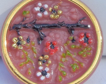 Plum Blossom Czech Glass Button