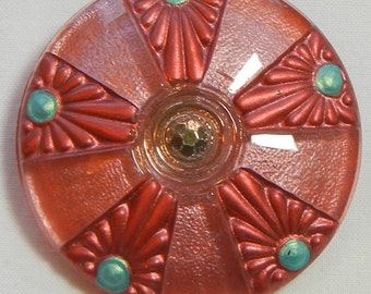 Beach Umbrella Czech Glass Button