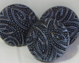 Smaller Embossed Czech Glass Button (3)
