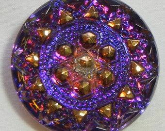 Large Geometric Sun Czech Glass Button